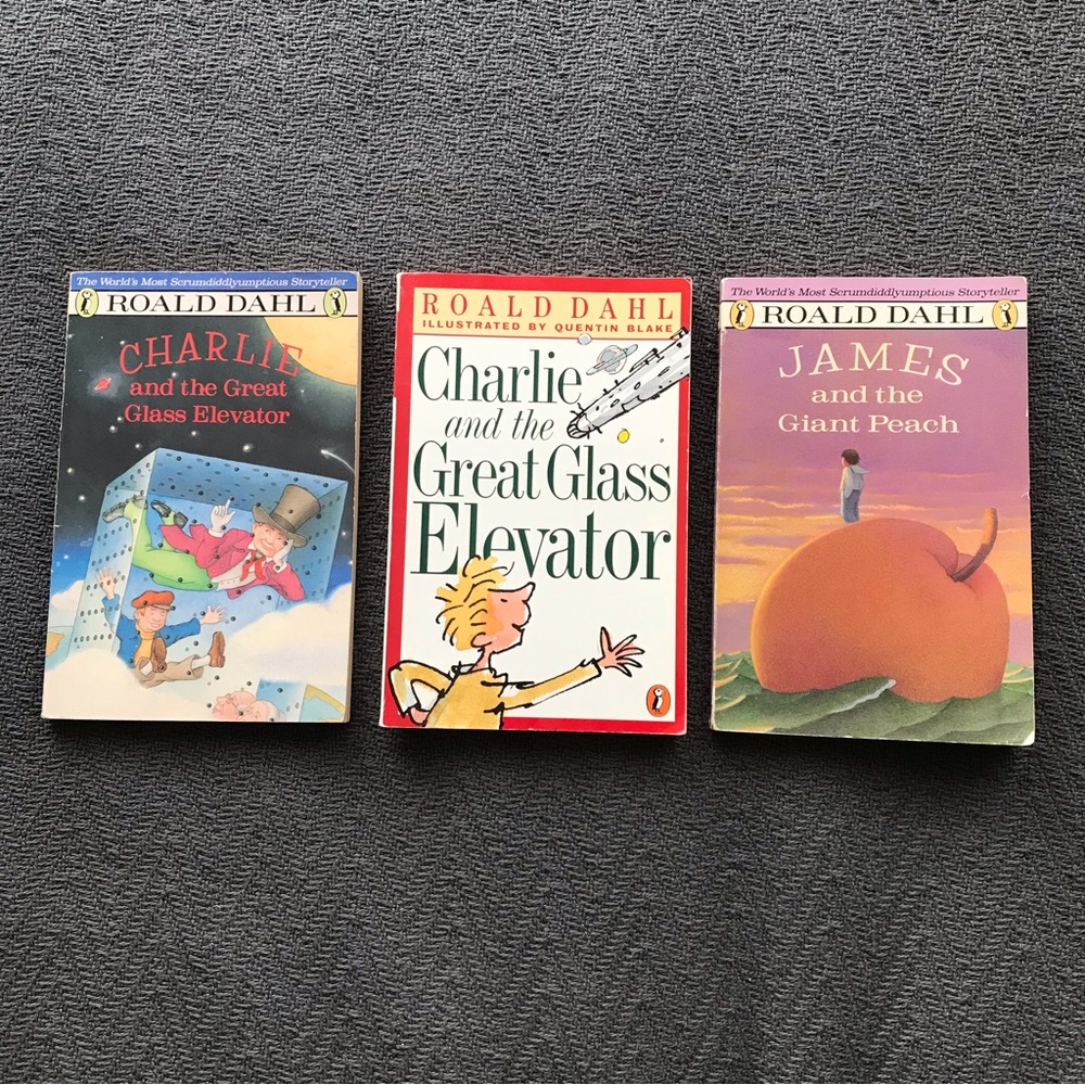 VTG Roald Dahl Charlie and the Great Glass Elevator 1972 1998 James Giant Peach